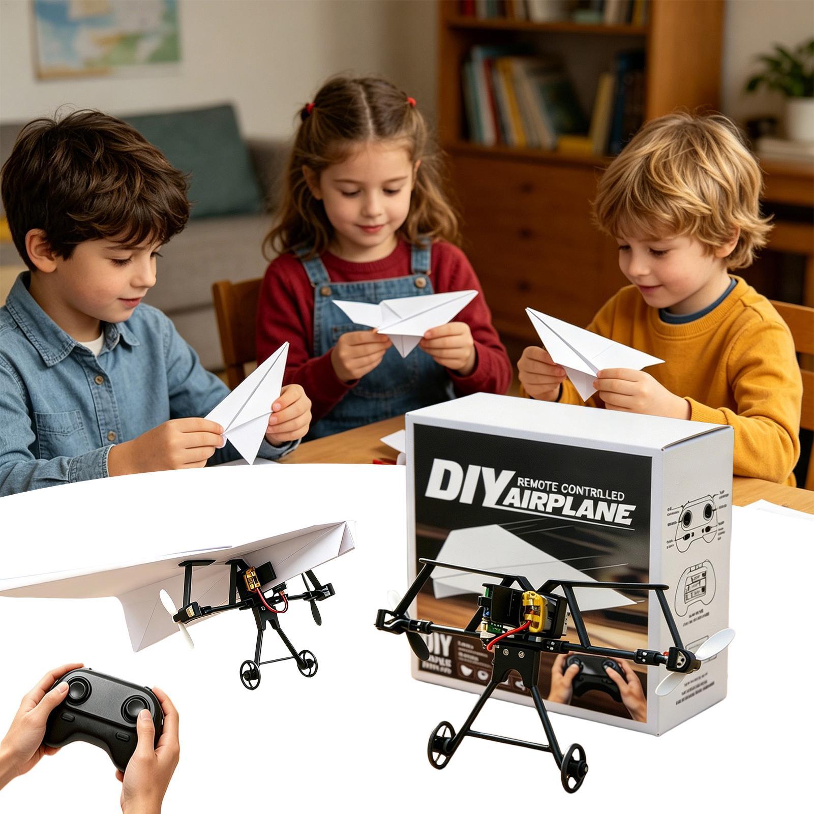 Plane Drone Rc - Kit Pesawat Kertas RC DIY Mainan