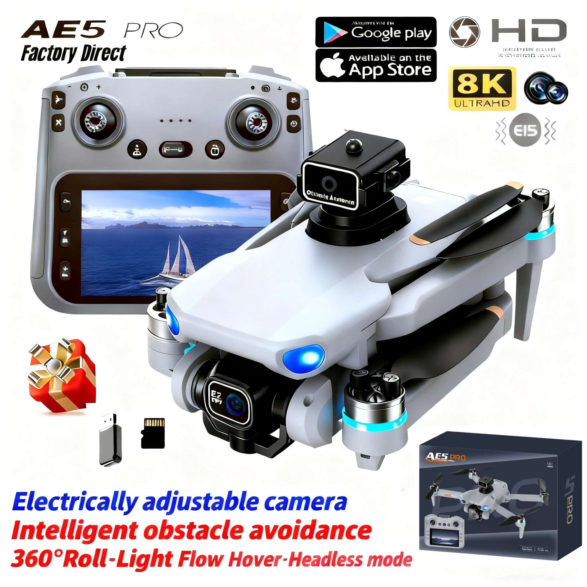 Drone Pro Rc Ufo - Drone AE5 Pro 8K HD Layar